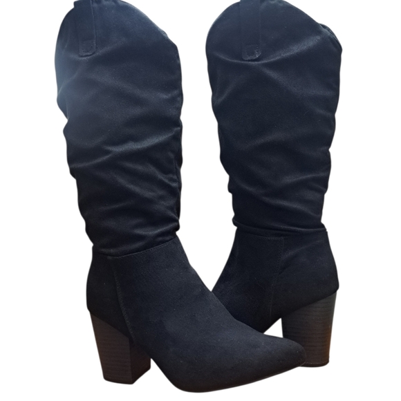 Sugar Faux Suede Knee High Black Slouch Boots Women's Size 8 - Picture 8 of 13